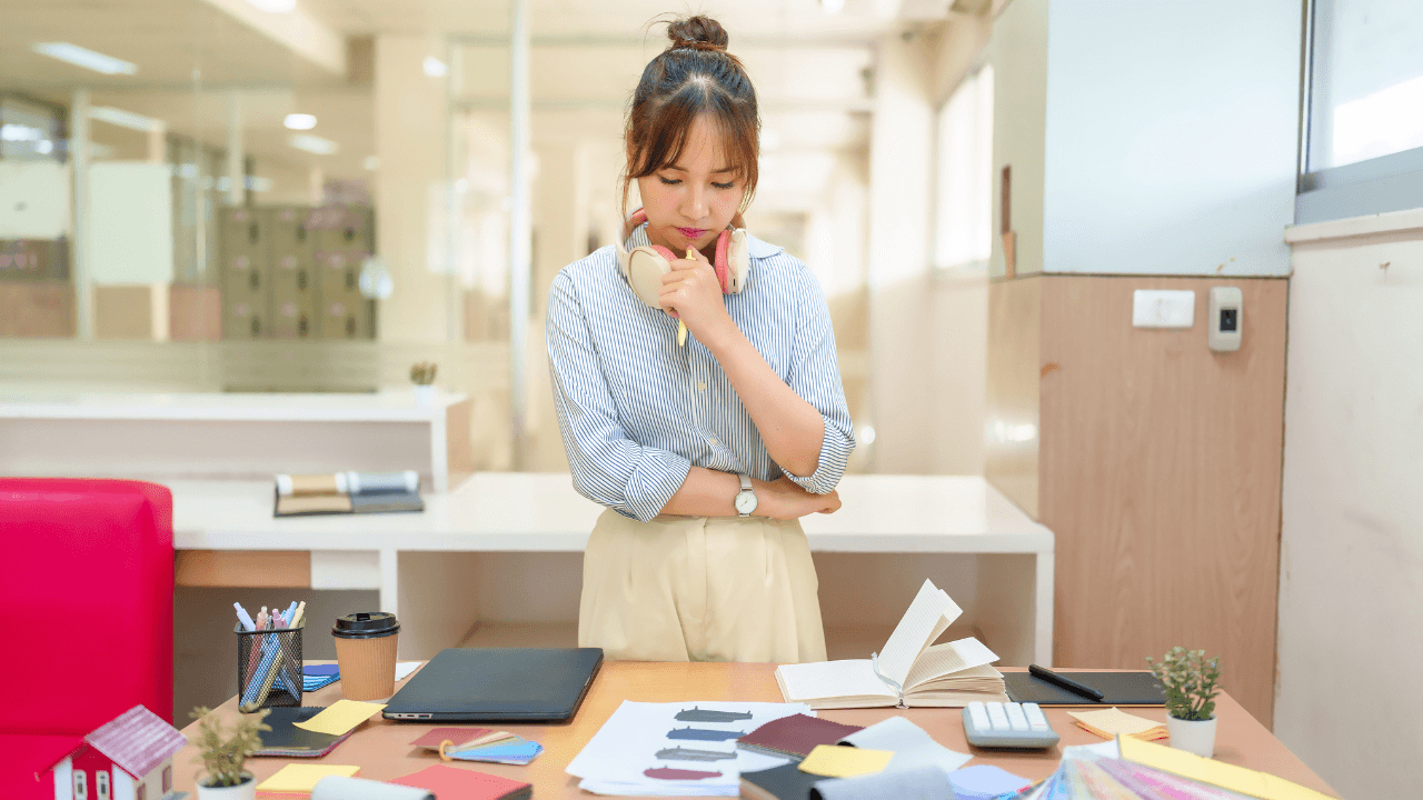 a designer considering colours and designs for your home